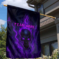 Custom Bowling Purple Flame Skull Garden Flag Custom Team Name on Dark Background - Wonder Print Shop