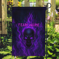 Custom Bowling Purple Flame Skull Garden Flag Custom Team Name on Dark Background - Wonder Print Shop