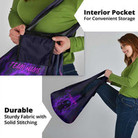 Custom Bowling Purple Flame Skull Grocery Bag Custom Team Name on Dark Background - Wonder Print Shop