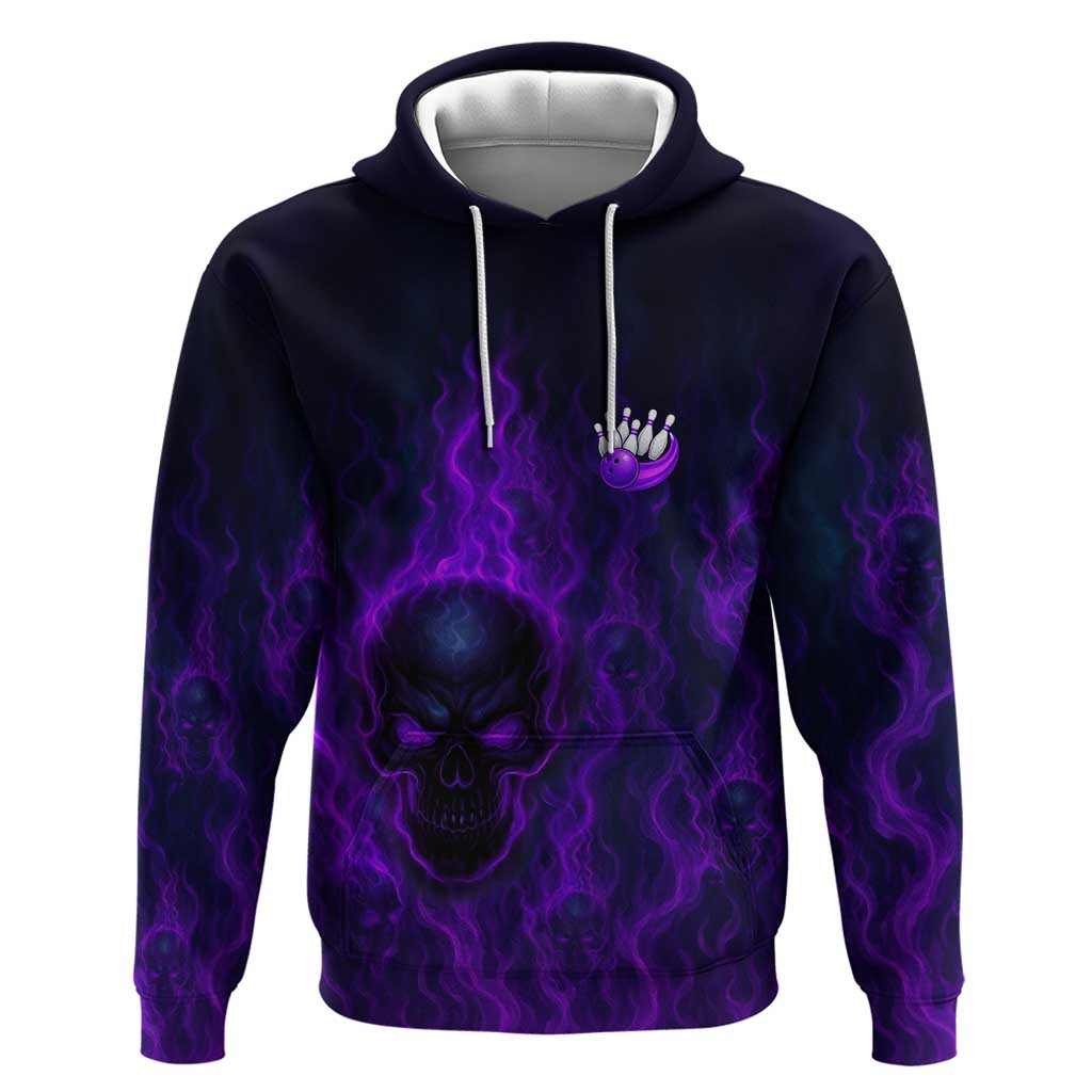 Custom Bowling Purple Flame Skull Hoodie Custom Team Name on Dark Background - Wonder Print Shop