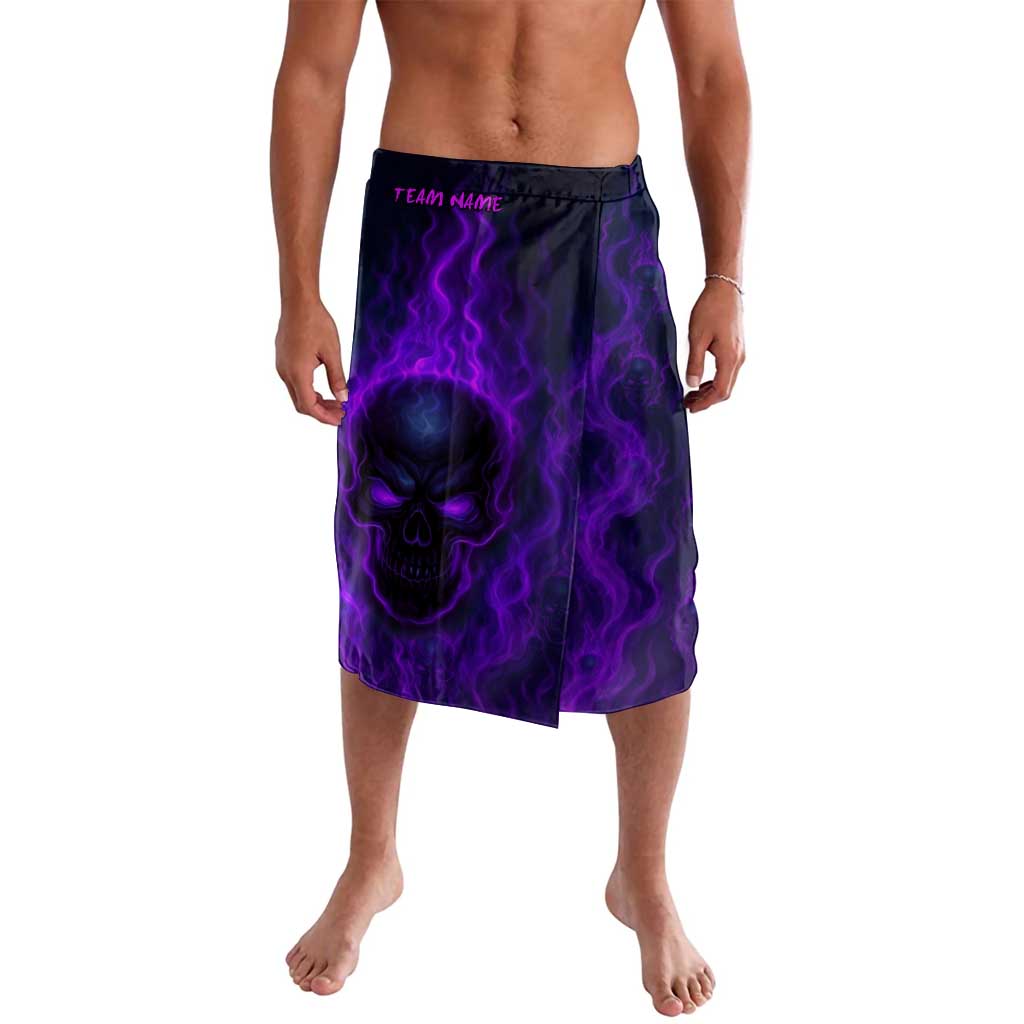 Custom Bowling Purple Flame Skull Lavalava Custom Team Name on Dark Background - Wonder Print Shop