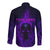 Custom Bowling Purple Flame Skull Long Sleeve Button Shirt Custom Team Name on Dark Background - Wonder Print Shop