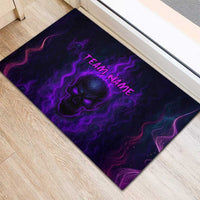 Custom Bowling Purple Flame Skull Rubber Doormat Custom Team Name on Dark Background - Wonder Print Shop