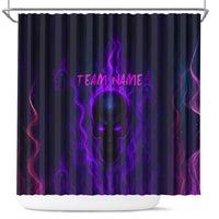 Custom Bowling Purple Flame Skull Shower Curtain Custom Team Name on Dark Background - Wonder Print Shop