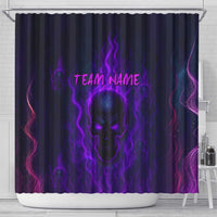 Custom Bowling Purple Flame Skull Shower Curtain Custom Team Name on Dark Background - Wonder Print Shop