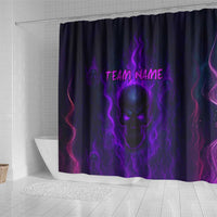 Custom Bowling Purple Flame Skull Shower Curtain Custom Team Name on Dark Background - Wonder Print Shop