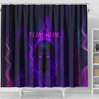 Custom Bowling Purple Flame Skull Shower Curtain Custom Team Name on Dark Background - Wonder Print Shop