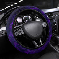 Bowling Purple Flame Skull Steering Wheel Cover Team Name on Dark Background - Wonder Print Shop