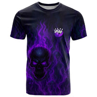 Custom Bowling Purple Flame Skull T Shirt Custom Team Name on Dark Background - Wonder Print Shop