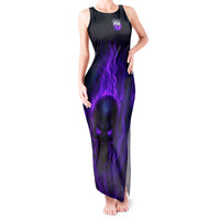 Custom Bowling Purple Flame Skull Tank Maxi Dress Custom Team Name on Dark Background - Wonder Print Shop