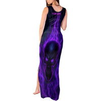 Custom Bowling Purple Flame Skull Tank Maxi Dress Custom Team Name on Dark Background - Wonder Print Shop