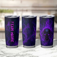 Custom Bowling Purple Flame Skull Tumbler Cup Custom Team Name on Dark Background - Wonder Print Shop