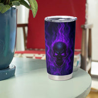 Custom Bowling Purple Flame Skull Tumbler Cup Custom Team Name on Dark Background - Wonder Print Shop
