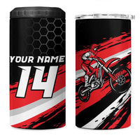 Custom Dirt Bike 4 in 1 Can Cooler Tumbler Motocross Rider Red Black Hex Pattern and Racing Number - Wonder Print Shop