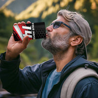 Custom Dirt Bike 4 in 1 Can Cooler Tumbler Motocross Rider Red Black Hex Pattern and Racing Number - Wonder Print Shop