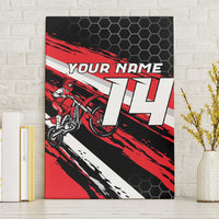 Custom Dirt Bike Canvas Wall Art Motocross Rider Red Black Hex Pattern and Racing Number - Wonder Print Shop