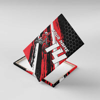Custom Dirt Bike Canvas Wall Art Motocross Rider Red Black Hex Pattern and Racing Number - Wonder Print Shop
