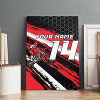 Custom Dirt Bike Canvas Wall Art Motocross Rider Red Black Hex Pattern and Racing Number - Wonder Print Shop