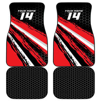 Custom Dirt Bike Car Mats Motocross Rider Red Black Hex Pattern and Racing Number - Wonder Print Shop