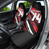 Custom Dirt Bike Car Seat Cover Motocross Rider Red Black Hex Pattern and Racing Number - Wonder Print Shop