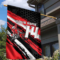 Custom Dirt Bike Garden Flag Motocross Rider Red Black Hex Pattern and Racing Number - Wonder Print Shop