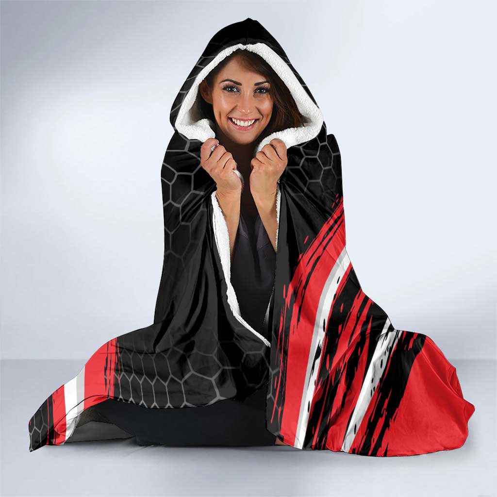 Custom Dirt Bike Hooded Blanket Motocross Rider Red Black Hex Pattern and Racing Number - Wonder Print Shop