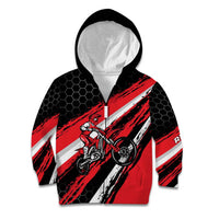Custom Dirt Bike Kid Hoodie Motocross Rider Red Black Hex Pattern and Racing Number - Wonder Print Shop
