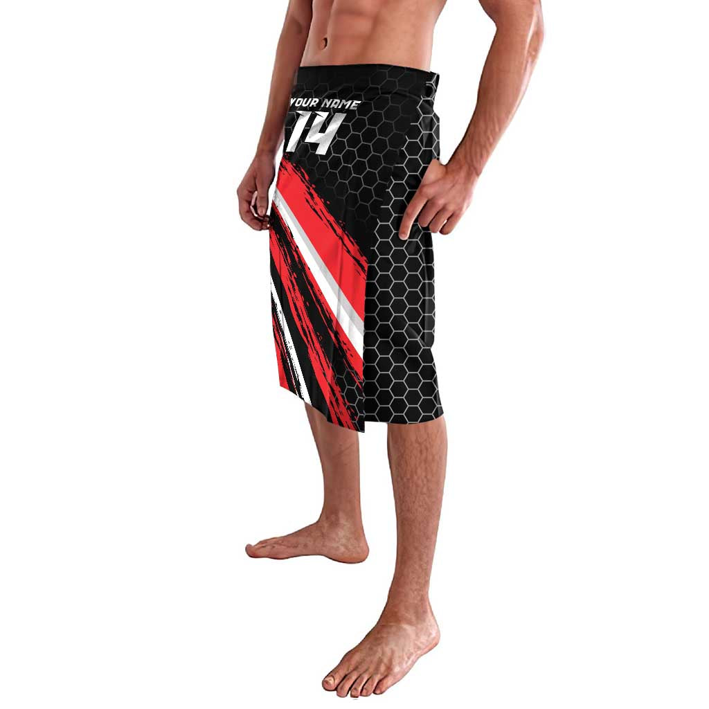 Custom Dirt Bike Lavalava Motocross Rider Red Black Hex Pattern and Racing Number - Wonder Print Shop