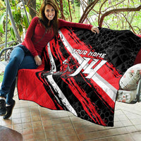 Custom Dirt Bike Quilt Motocross Rider Red Black Hex Pattern and Racing Number - Wonder Print Shop