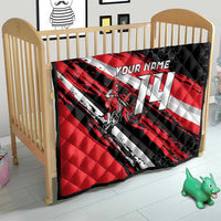 Custom Dirt Bike Quilt Motocross Rider Red Black Hex Pattern and Racing Number - Wonder Print Shop