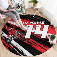 Custom Dirt Bike Round Carpet Motocross Rider Red Black Hex Pattern and Racing Number - Wonder Print Shop