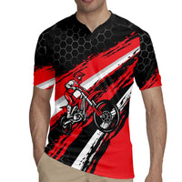 Custom Dirt Bike Rugby Jersey Motocross Rider Red Black Hex Pattern and Racing Number - Wonder Print Shop