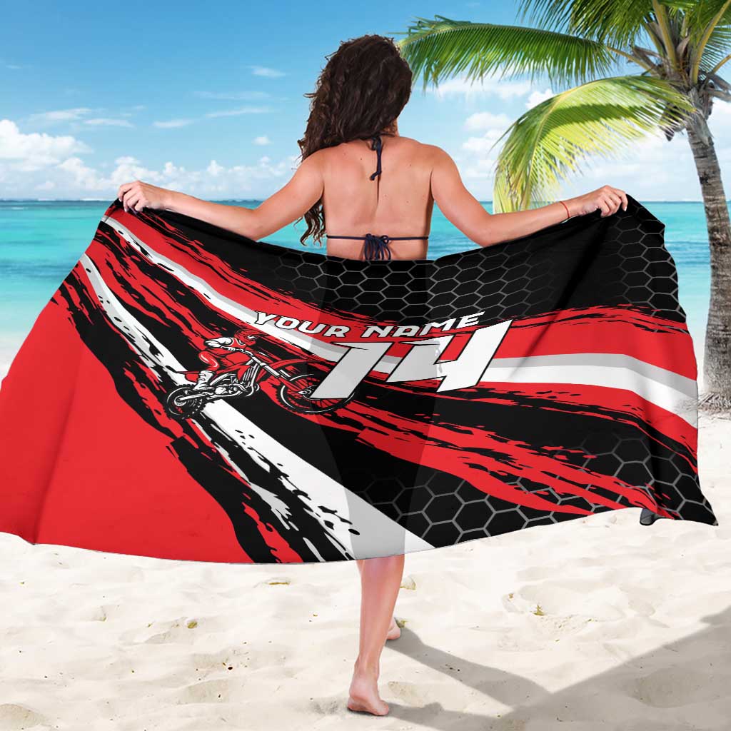 Custom Dirt Bike Sarong Motocross Rider Red Black Hex Pattern and Racing Number - Wonder Print Shop