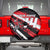Custom Dirt Bike Spare Tire Cover Motocross Rider Red Black Hex Pattern and Racing Number - Wonder Print Shop