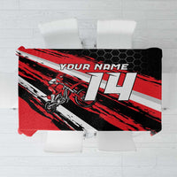 Custom Dirt Bike Tablecloth Motocross Rider Red Black Hex Pattern and Racing Number - Wonder Print Shop