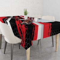 Custom Dirt Bike Tablecloth Motocross Rider Red Black Hex Pattern and Racing Number - Wonder Print Shop