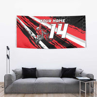 Custom Dirt Bike Tapestry Motocross Rider Red Black Hex Pattern and Racing Number - Wonder Print Shop