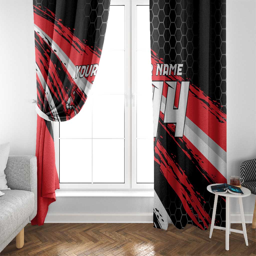 Custom Dirt Bike Window Curtain Motocross Rider Red Black Hex Pattern and Racing Number - Wonder Print Shop