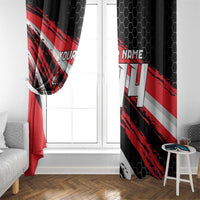 Custom Dirt Bike Window Curtain Motocross Rider Red Black Hex Pattern and Racing Number - Wonder Print Shop