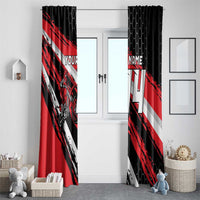 Custom Dirt Bike Window Curtain Motocross Rider Red Black Hex Pattern and Racing Number - Wonder Print Shop