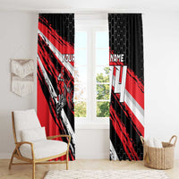 Custom Dirt Bike Window Curtain Motocross Rider Red Black Hex Pattern and Racing Number - Wonder Print Shop