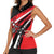 Custom Dirt Bike Women Sleeveless Polo Shirt Motocross Rider Red Black Hex Pattern and Racing Number - Wonder Print Shop