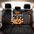 Flaming Bowling Ball Design Back Car Seat Cover with Strike Pins and Glowing Fire Sparks on Dark Background - Wonder Print Shop