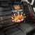 Flaming Bowling Ball Design Back Car Seat Cover with Strike Pins and Glowing Fire Sparks on Dark Background - Wonder Print Shop