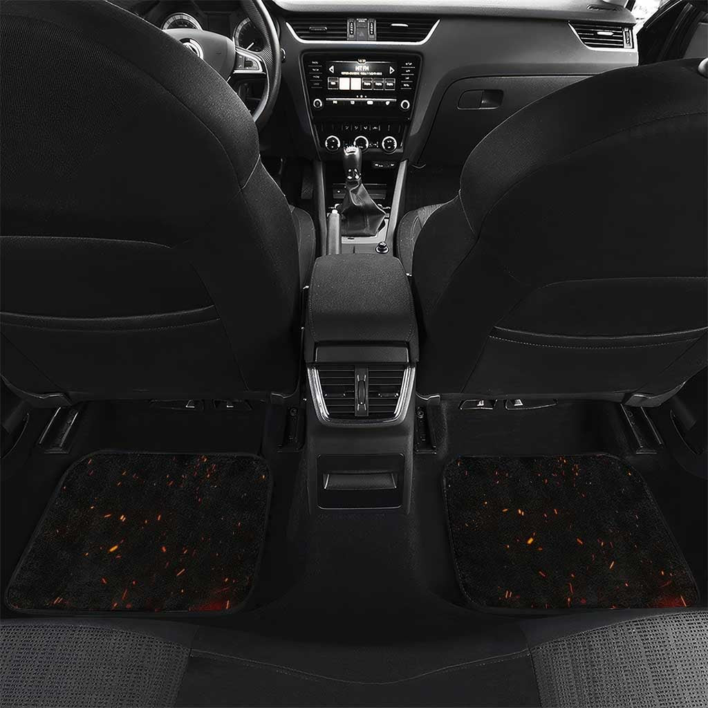 Flaming Bowling Ball Design Car Mats with Strike Pins and Glowing Fire Sparks on Dark Background - Wonder Print Shop