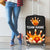 Flaming Bowling Ball Design Luggage Cover with Strike Pins and Glowing Fire Sparks on Dark Background - Wonder Print Shop
