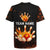 Flaming Bowling Ball Design Rugby Jersey with Strike Pins and Glowing Fire Sparks on Dark Background - Wonder Print Shop