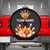 Flaming Bowling Ball Design Spare Tire Cover with Strike Pins and Glowing Fire Sparks on Dark Background - Wonder Print Shop