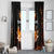 Flaming Bowling Ball Design Window Curtain with Strike Pins and Glowing Fire Sparks on Dark Background - Wonder Print Shop