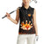 Flaming Bowling Ball Design Women Sleeveless Polo Shirt with Strike Pins and Glowing Fire Sparks on Dark Background - Wonder Print Shop